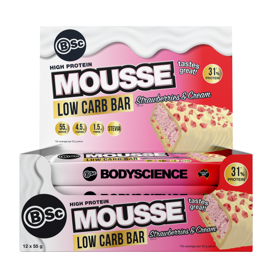 BSC Mousse Strawberries & Cream Protein 55g X 12 Bars