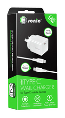 04763 E Sonic Type C Wall Charger with Cable for Type C Devices 1 Box x 5 Units