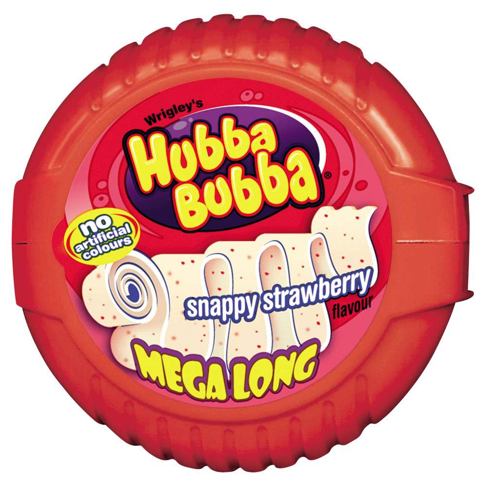 UK Hubba Bubba Snappy Strawberry Mega Long Tape x 12 Units