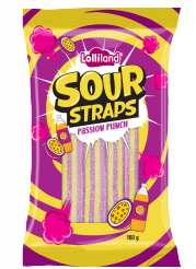 Lollinauts Sour Straps Passion Punch 160g X 12 Bags