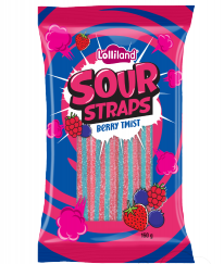 Lollinauts Sour Straps Berry Twist 160g X 12 Bags
