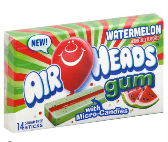 US Airheads Gum Watermelon 14 Sticks x 12 Units