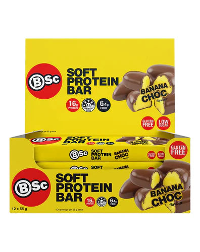 BSC Soft Protein Bar Banana Choc 55g X 12 Bars