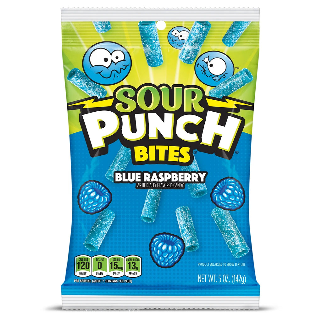 Sour Punch Blue Raspberry Bites 141g X 12 Bags