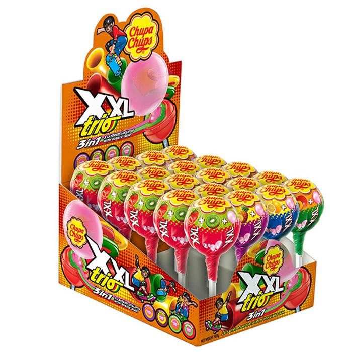 Chupa Chups XXL Trio 3 Layered Lollipop with Bubblegum 29G x 20 Units