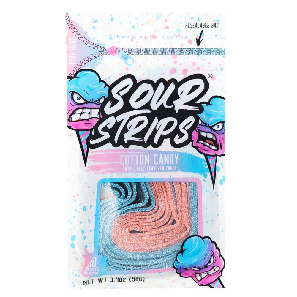US Sour Strips Cotton Candy 96g X 12 Units