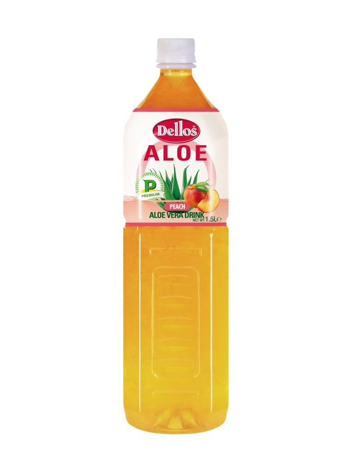 Dellos Aloevera Peach Drink 1.5L X 12 Bottles