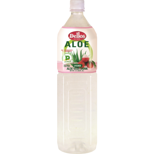 Dellos Aloevera Lychee Drink 1.5L X 12 Bottles