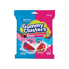 Lolloz Gummy Clusters Duo Berry Bang + Rainbow 140g X 12 Bags