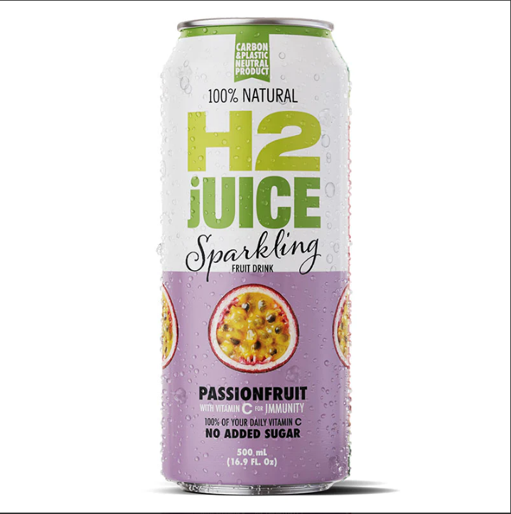 H2Juice Sparkling Fruit Drink Passionfruit 500ML X 12 Cans