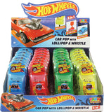 Toy Hot Wheels Car Pops with Lollipop and Whistle 10g X 24 Units