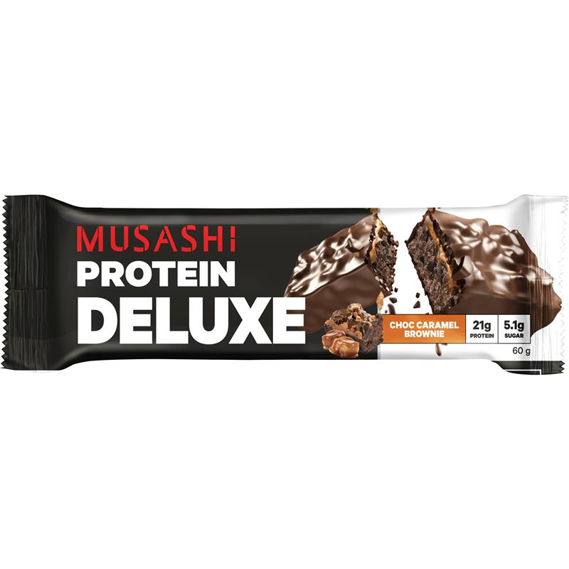 Musashi Protein Deluxe Choc Caramel Brownie 60g x 12 Bars