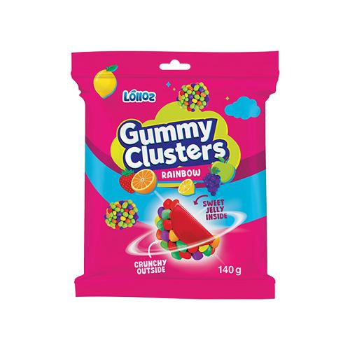 Lolloz Gummy Clusters Rainbow 140g X 12 Bags