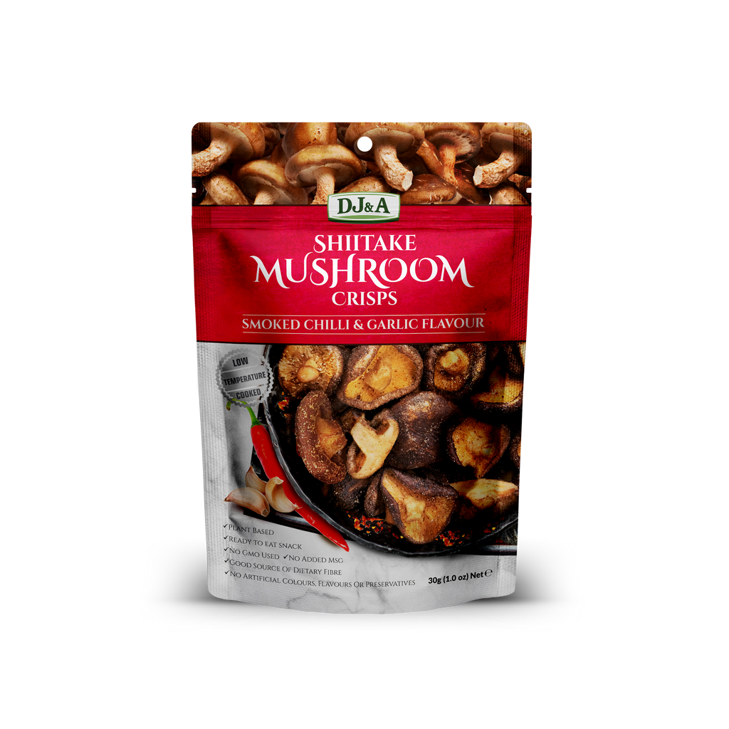 Shiitake Mushroom Smoked Chilli Garlic Crisps 30g X 12 Bags
