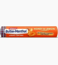 Butter-Menthol Liquid Centres Honey & Lemon 50g x 24 Units