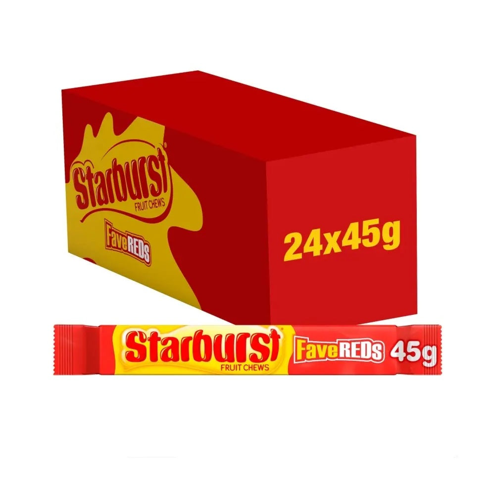 UK Starburst Fav Reds Fruit Sticks 45g x 24 Units