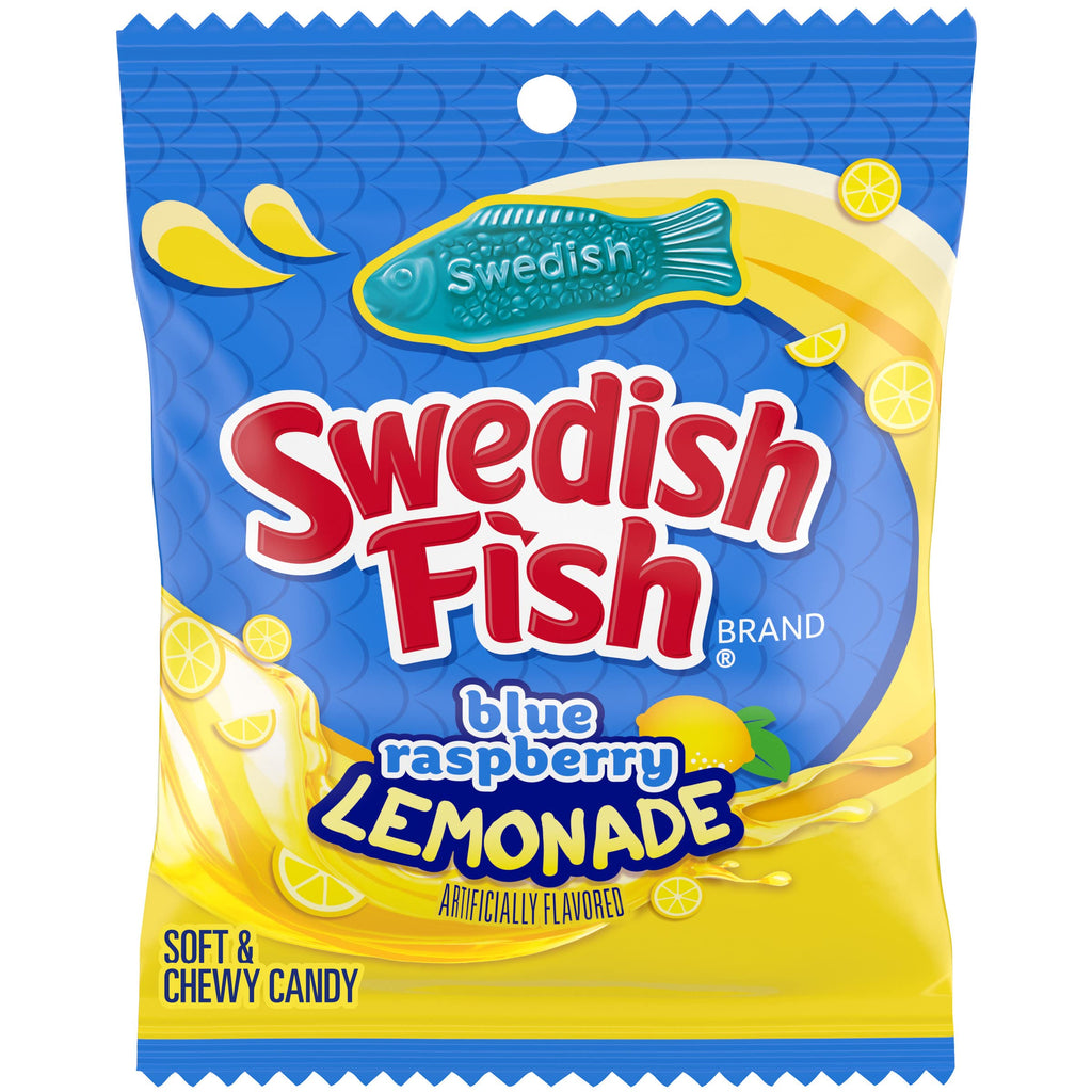 Swedish Fish Blue Raspberry and Lemonade 102g X 12 Bags