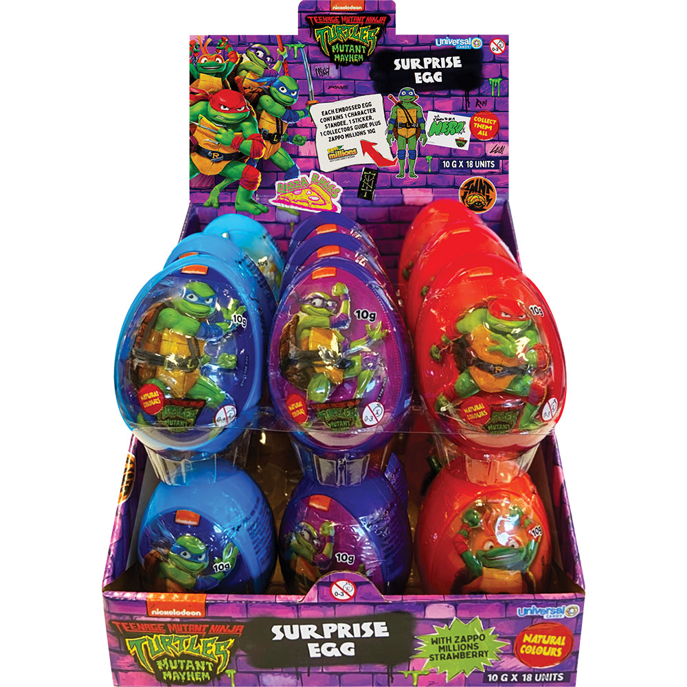 Teenage Mutant Ninja Turtles Embossed Surprise Egg with Zappo Millions Strawberry 10g X 18 Units
