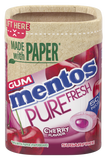 UK Mentos Pure Fresh Gum Paper Bottles Cherry 100g X 6 Units