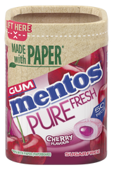 UK Mentos Pure Fresh Gum Paper Bottles Cherry 100g X 6 Units