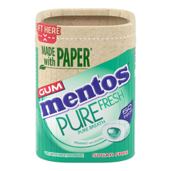 UK Mentos Pure Fresh Gum Paper Bottles Spearmint 100g X 6 Units