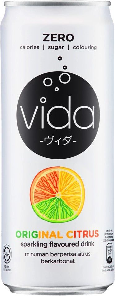 Vida Original Citrus Sparkling Drink 325ml X 24 Cans