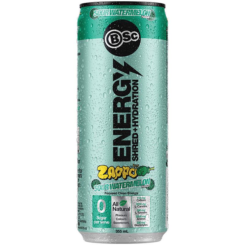 BSC Zappo Sour Watermelon Energy Shred+Hydration 355ML X 12 Cans