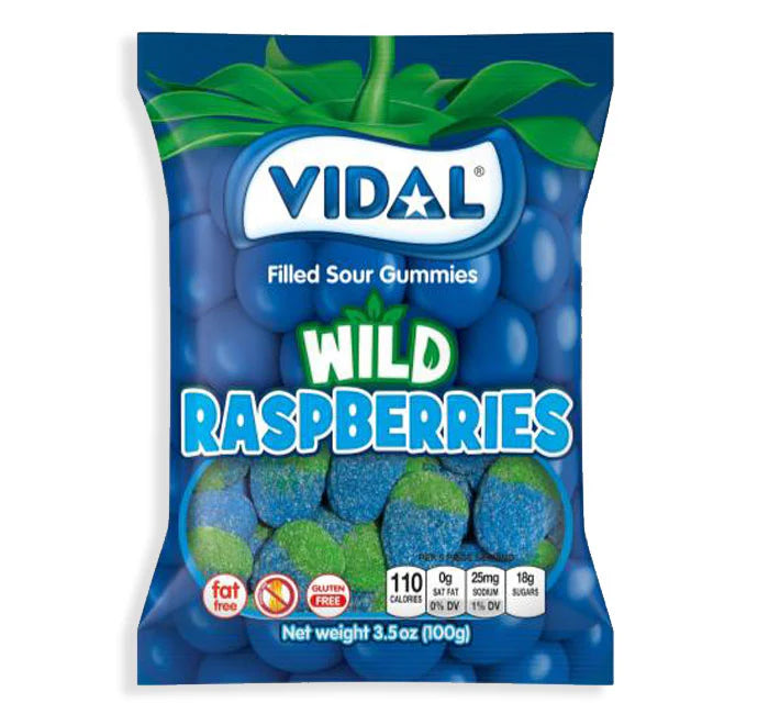 US Vidal Sour Wild Raspberries 100G x 14 Bags