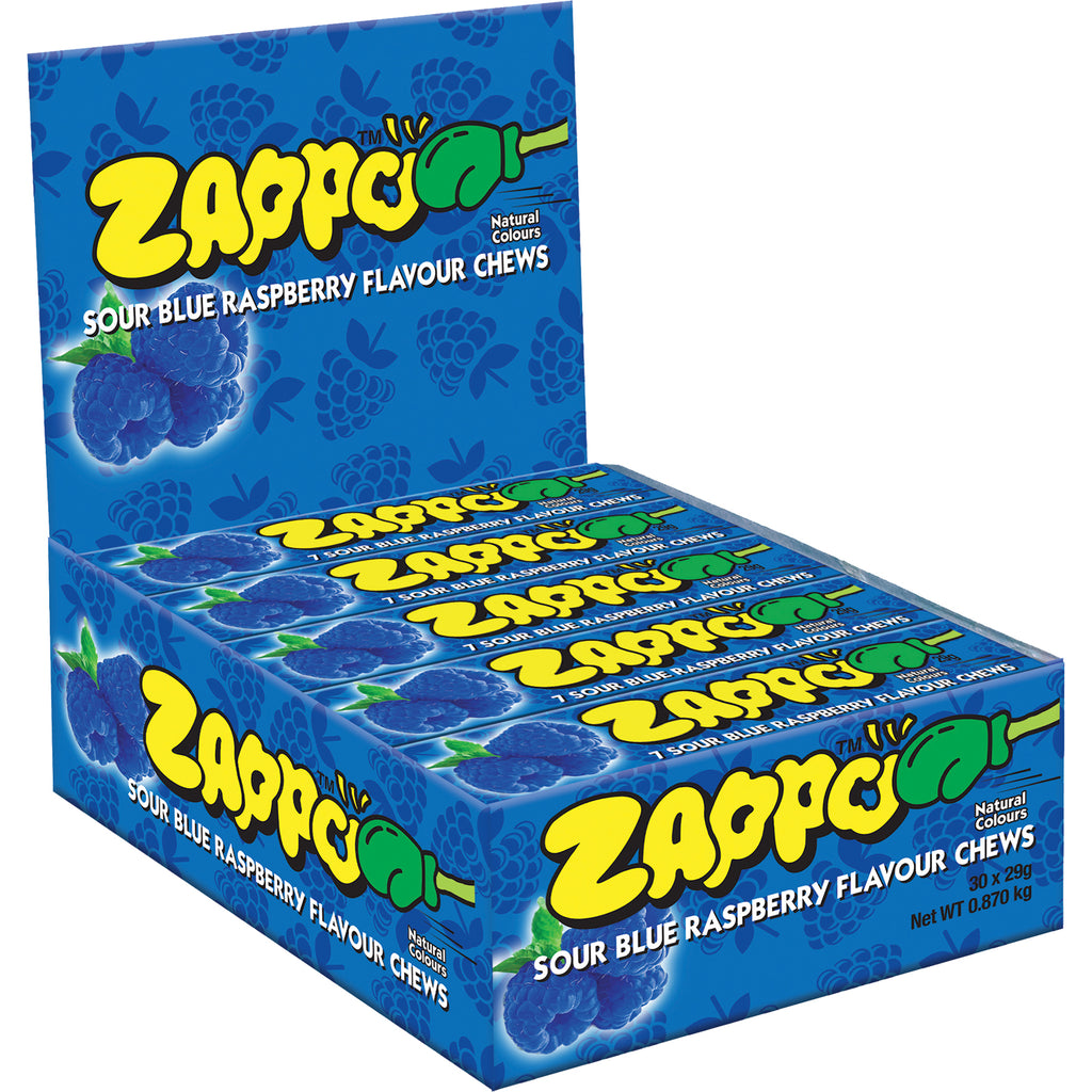 Zappo Sour Blue Raspberry Chews 29g x 30 Units