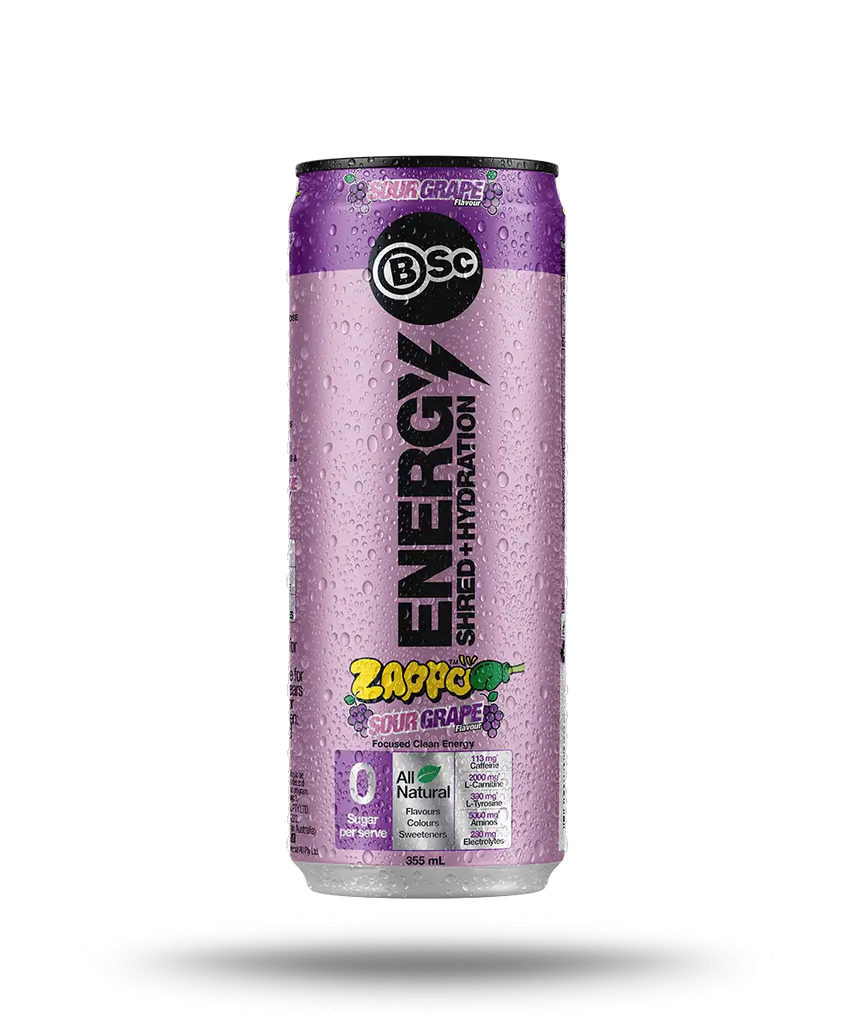 BSC Zappo Sour Grape Energy Shred+Hydration 355ML X 12 Cans