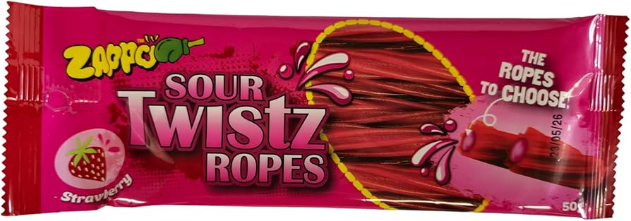 Zappo Sour Twistz Strawberry Ropes 50g x 12 Units