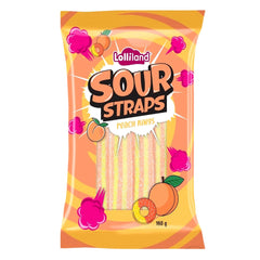 Lollinauts Sour Straps Peach Rings 160g X 12 Bags