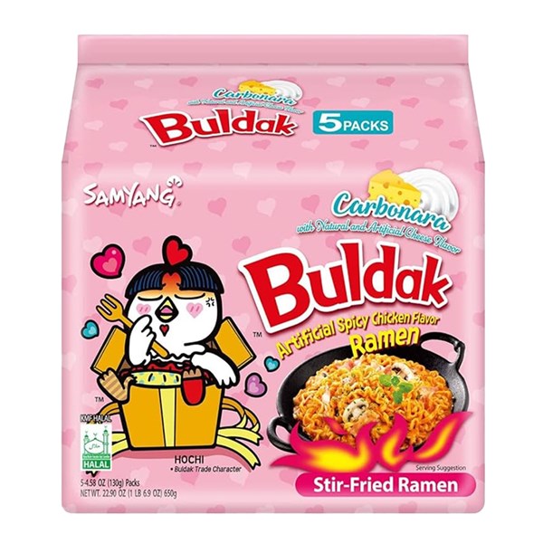 Samyang Buldak Hot Chicken Carbonara Ramen 8 x (140g x 5 Pack)