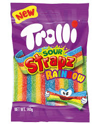 Trolli Sour Strapz Rainbow 140g x 10 Bags