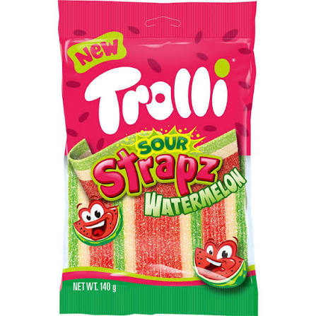 Trolli Sour Strapz Watermelon 140g x 10 Bags