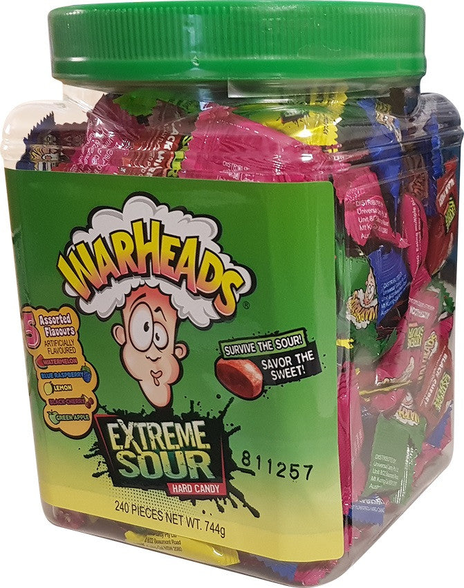 Warheads Extreme Sour Hard Candy Tub (240 Pieces) 744g