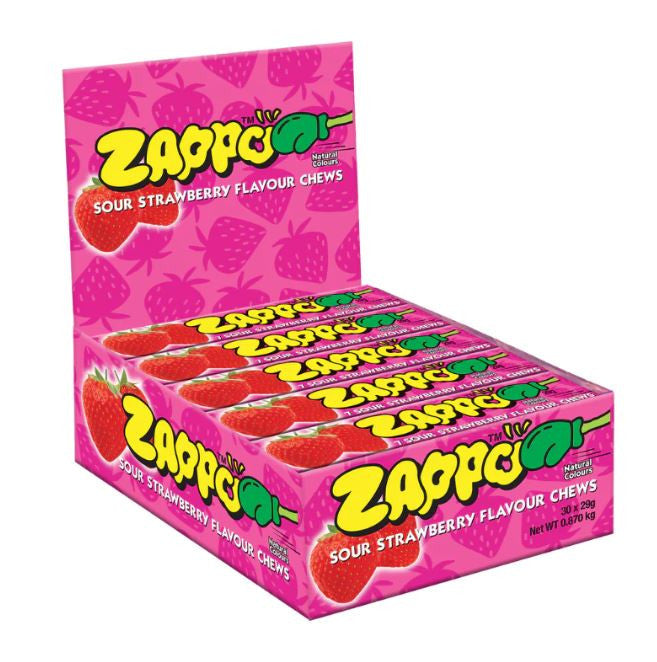 Zappo Sour Strawberry Chews 29g x 30 Units