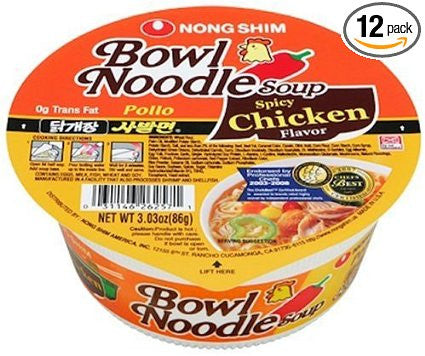 Nongshim Spicy Chicken Noodles 86g X 12 Bowls