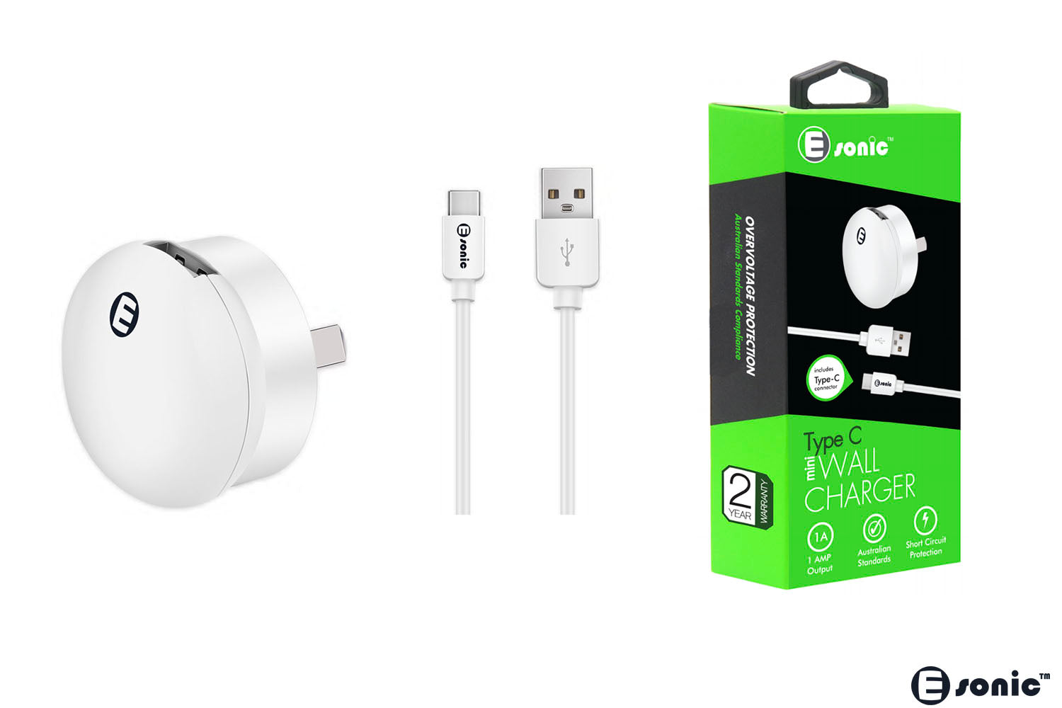19. E Sonic Mini USB Wall Charger Type C 1 Box X 5 Units
