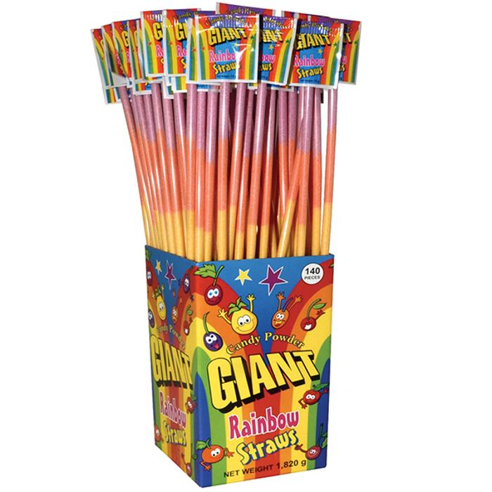Giant Rainbow Candy Powder Straws 13g x 140 Units