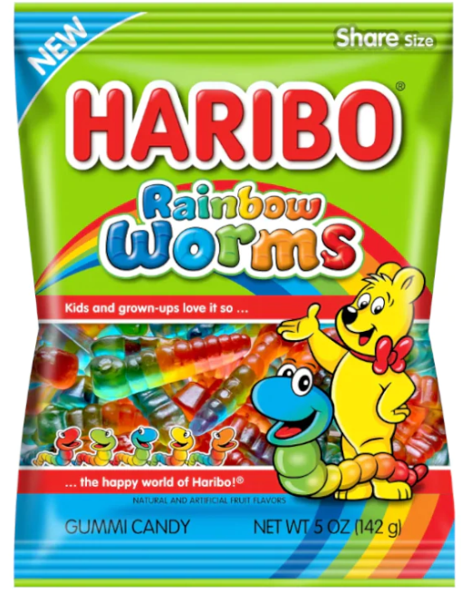 US Haribo Rainbow Worms Bags 142g x 12 Bags