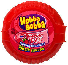 Hubba Bubba Tape Strawberry Gum 56.7g X 12 Units