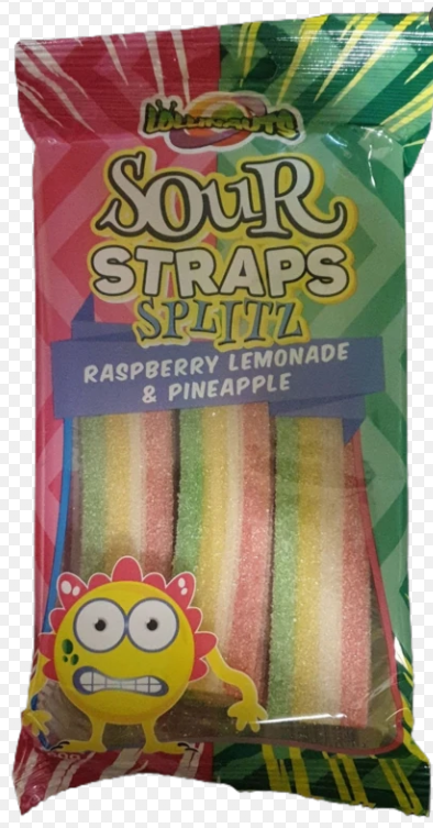 Lollinauts Sour Straps Raspberry Lemonade and Pineapple 160g X 12 Bags
