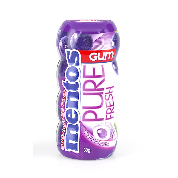 Mentos Pure Fresh Sugar Free Gum Grape 30g X 10 Bottles