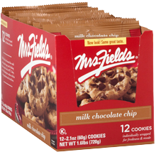 Mrs Fields Milk Chocolate Chip Cookies 60g X 12 Units