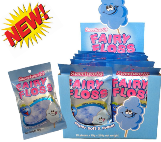 Sweetworld Fairy Floss Blueberry 15g X 18 Units