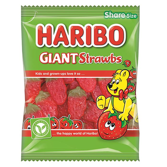 UK Haribo Giant Strawbs 140g X 12 Bags