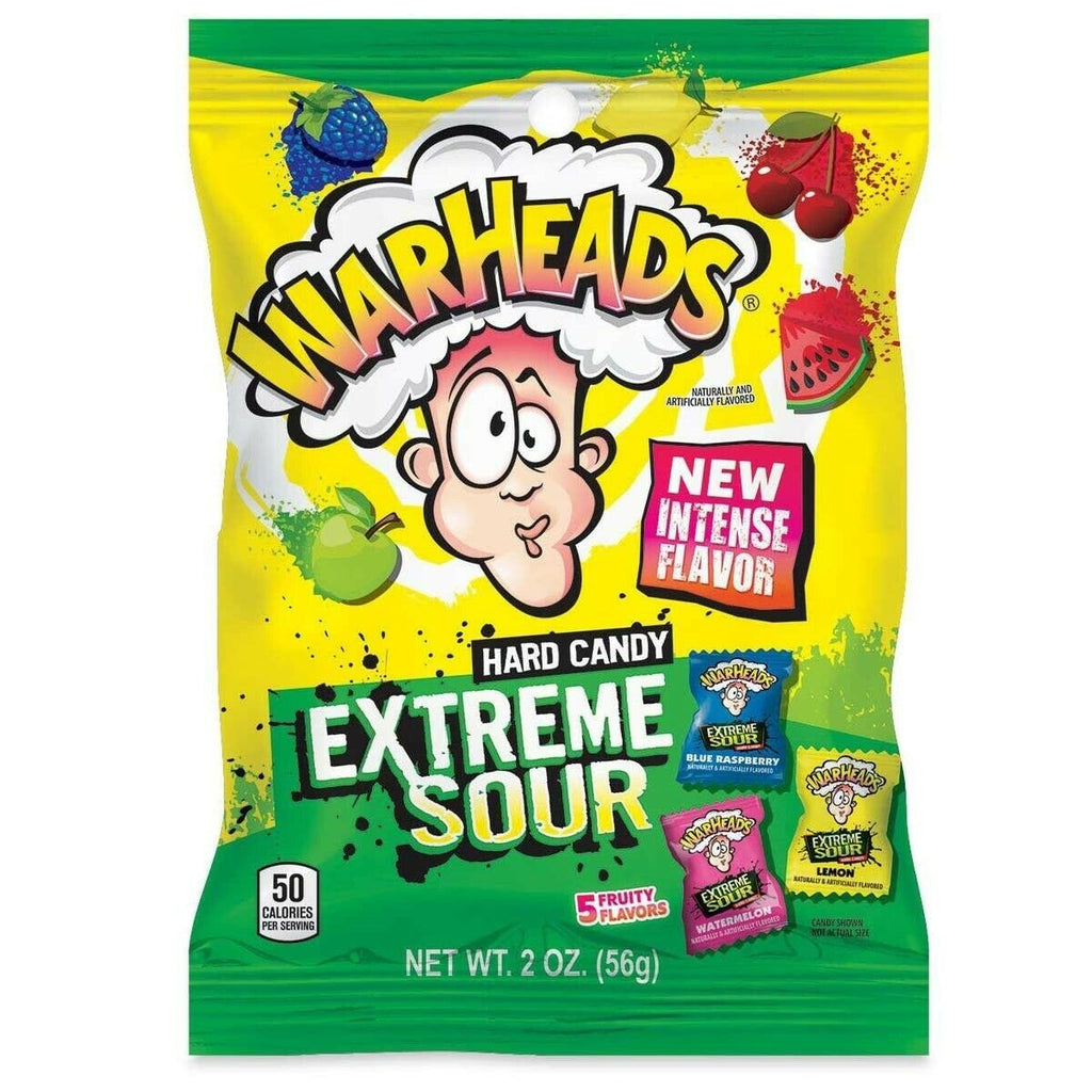 Warheads Extreme Sour Bags 56g x 12 Bags