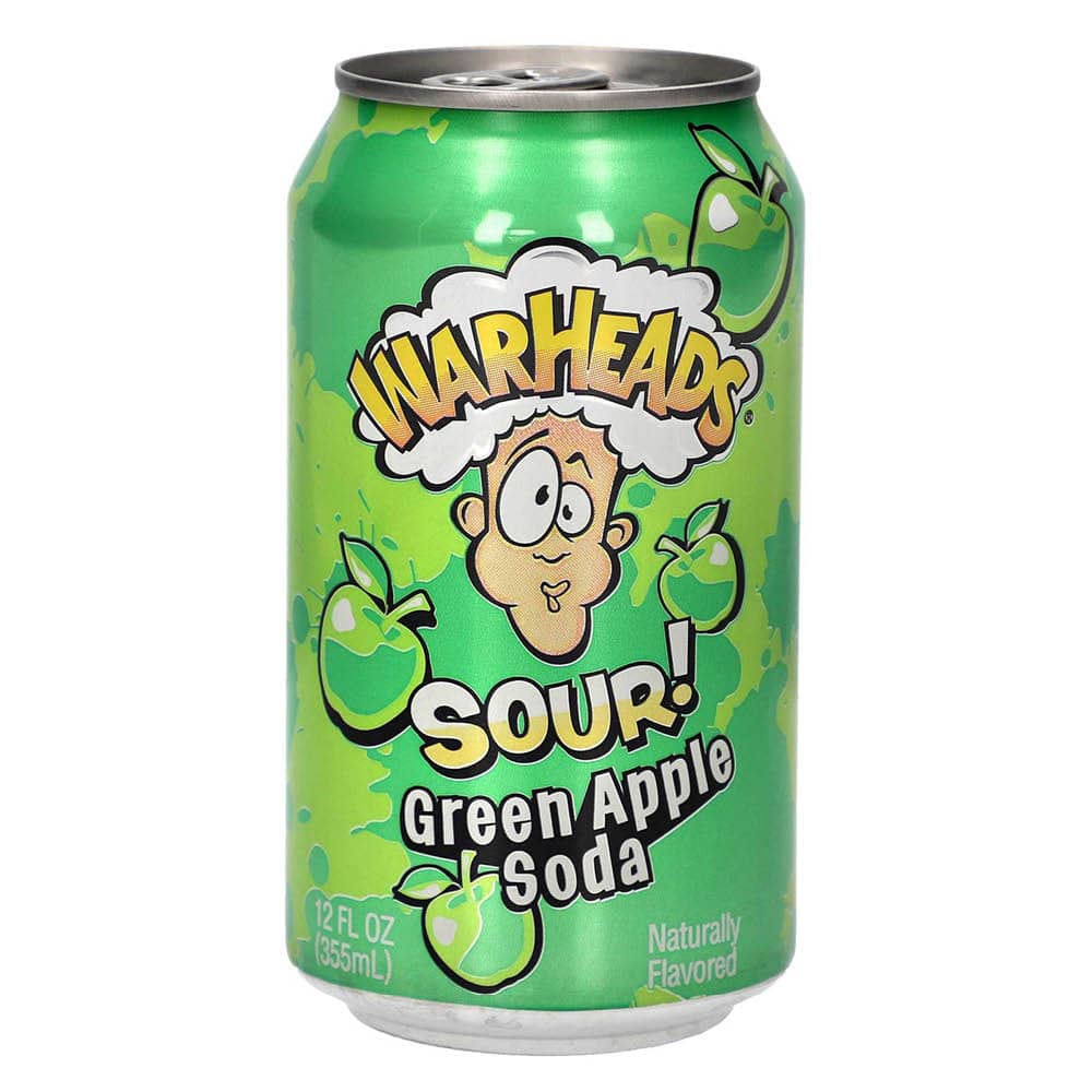 Warheads Sour Green Apple Soda 355ml X 12 Cans