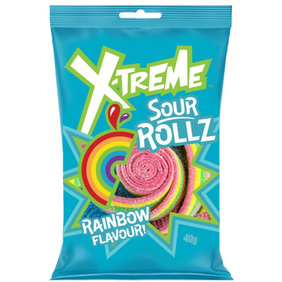 X-Treme Rainbow Sour Rollz 40g x 24 Units